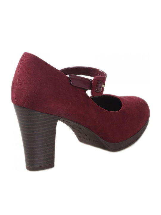 Piccadilly Anatomic Suede Burgundy Heels with Strap