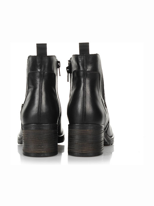 Leder Stiefeletten Damen Schwarz