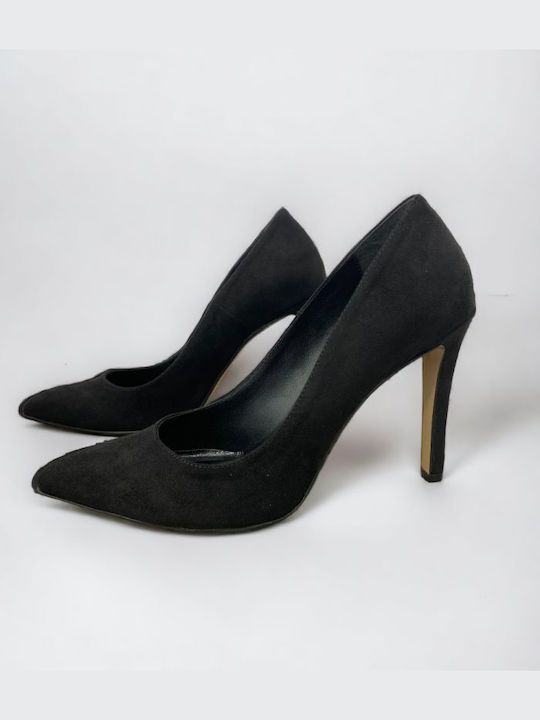 Basic Leather Pointed Toe Black Heels