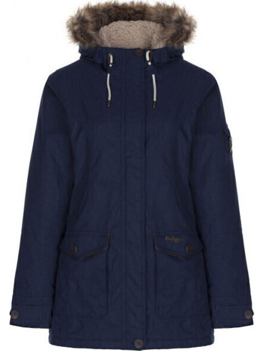 Women's for Hiking Short Puffer Jacket Waterproof for Winter with Hood Blue