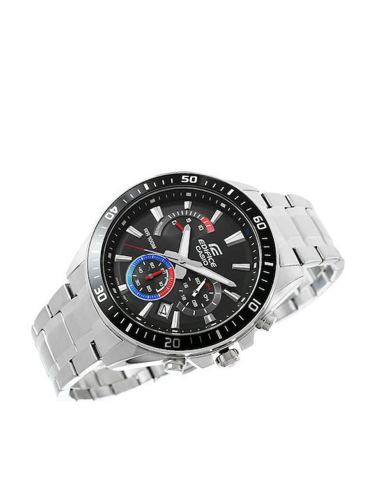 Casio Edifice Ανδρικό Ρολόι Χρονογράφος Μπαταρίας με Ασημί Μεταλλικό Μπρασελέ