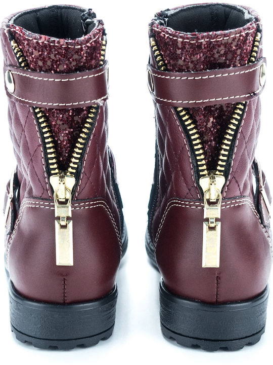 Scarpy Kids Boots with Zipper Burgundy