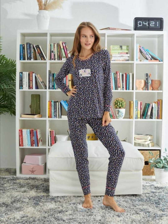 Sexen Winter Women's Pyjama Set Navy Blue