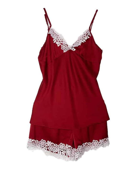 Lovelx Homewear De vară Pentru Femei Satin Halat cu Cămașă de noapte Burgundy