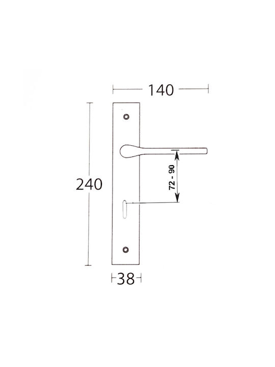 Convex Lever Middle Door with Plate 1515 ICH-13536-ΖΕΎΓΟΣ-ΓΙΑ-ΜΕΣΌΠΟΡΤΑ Pair Gold plated