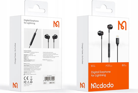 Mcdodo HP-4080 În ureche Handsfree cu două căști cu mufă Lightning Negru