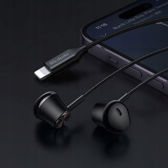 Mcdodo HP-4080 În ureche Handsfree cu două căști cu mufă Lightning Negru