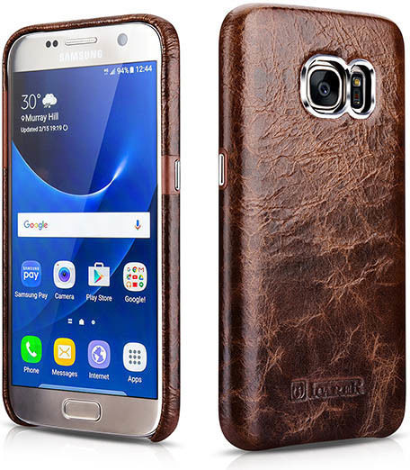 iCarer Wax Umschlag Rückseite Leder Grün (Galaxy S7)