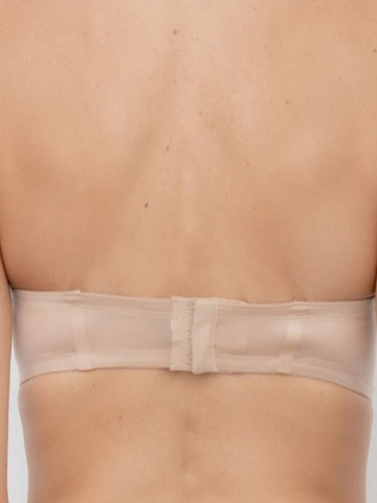 Double Extra Μπεζ Strapless Σουτιέν με Ελαφριά Ενίσχυση
