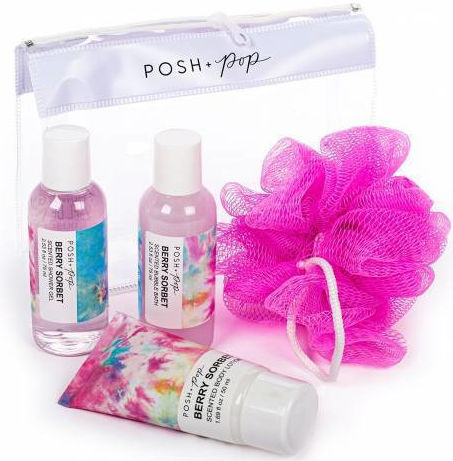 Tri-Coastal Design Skin Care Set with Bubble Bath , Body Cream , Toiletry Bag & Sponge