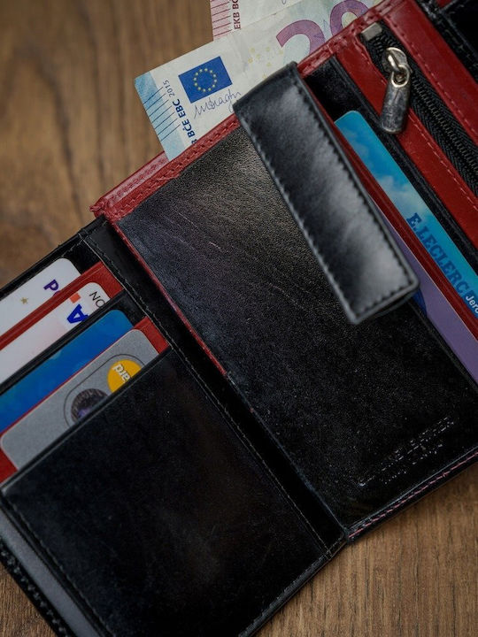 Кожено Мъжки Портфейл Карти с RFID Червен