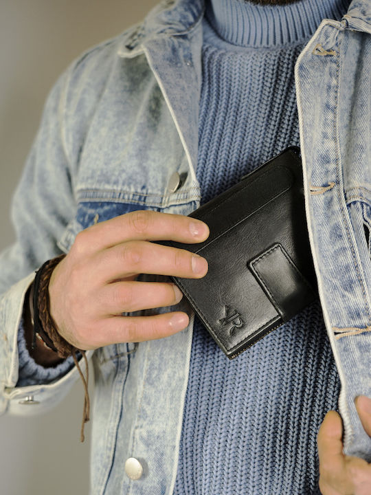 Кожен Мъжки Портфейл за Карти с RFID Черен