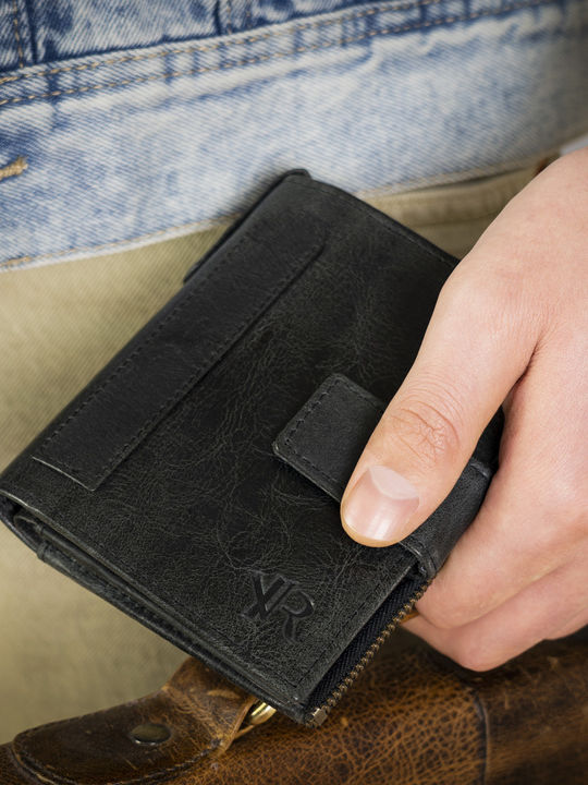 Кожен Мъжки Портфейл за Карти с RFID Черен
