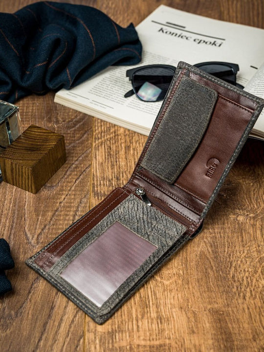 Leather Men's Wallet Cards with RFID Beige