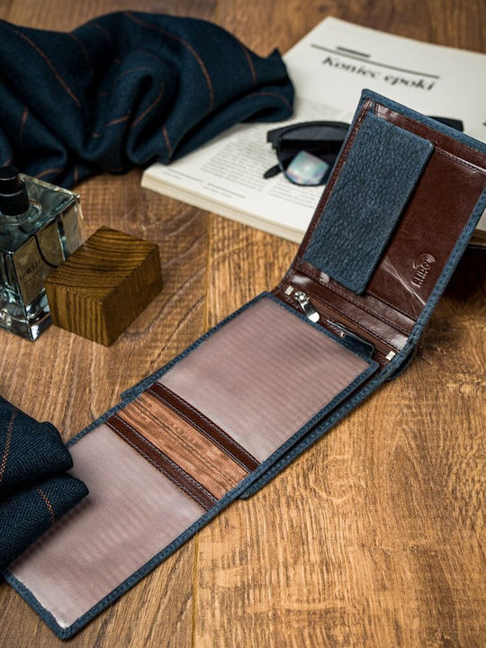 Leder Herren Geldbörse Karten mit RFID Blau