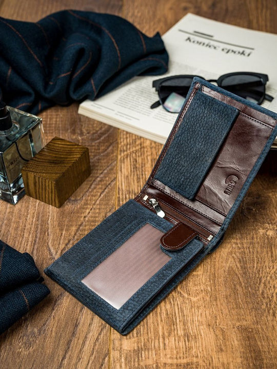 Leder Herren Geldbörse Karten mit RFID Blau