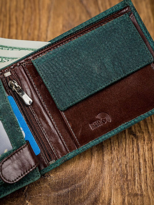 Leather Men's Wallet Cards with RFID Blue