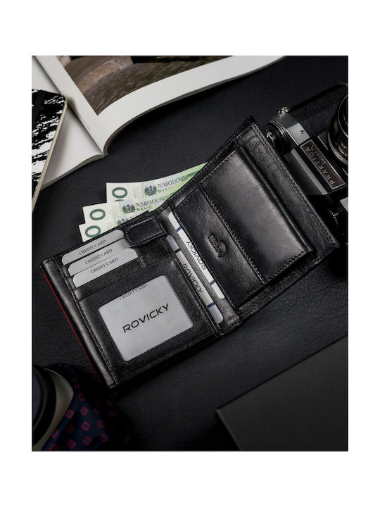 Men's Leather Card Wallet with RFID Black