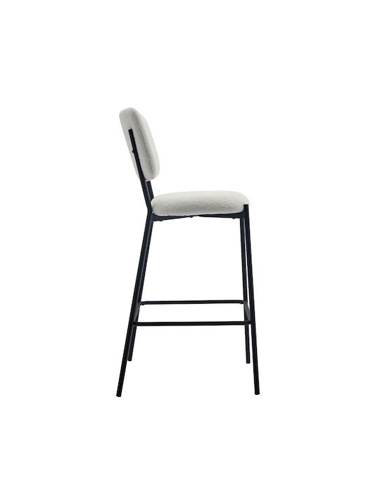 Stool Bar Upholstered with Velvet Nature White 45x51x102.5cm