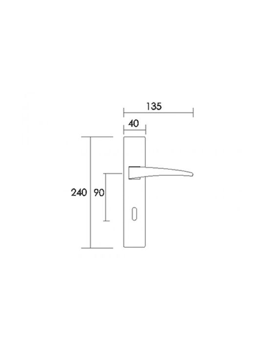 Convex Hebel Vordertür mit Platte Rechts 775 ICH-73359-ΠΌΜΟΛΟ-ΕΞΏΠΟΡΤΑΣ-ΔΕΞΊ Nickel Matt