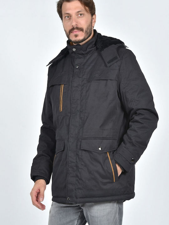 Castor Herren Winter Jacke Lässig ΜΑΥΡΟ