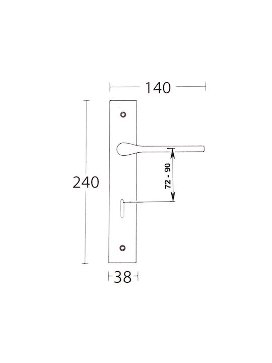 Convex Lever Middle Door with Plate 1485 ICH-13569-ΖΕΎΓΟΣ-ΓΙΑ-ΜΕΣΌΠΟΡΤΑ Pair Matt Brass