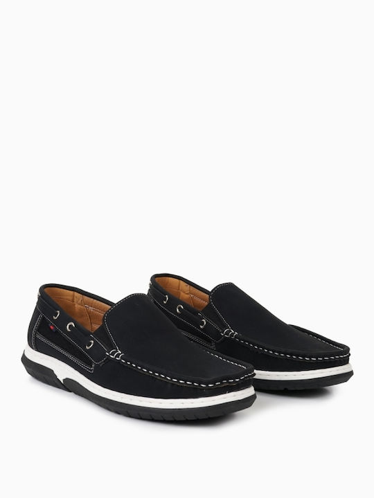 Piazza Shoes Suede Ανδρικά Loafers σε Μαύρο Χρώμα