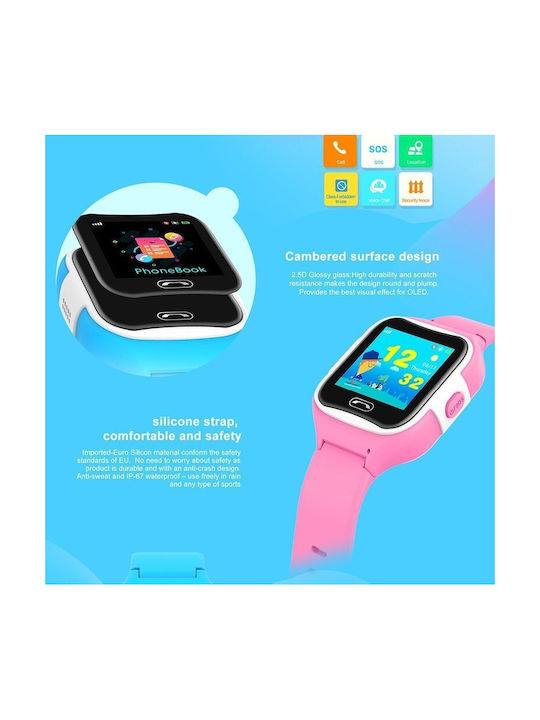 Pacific Kinder-Smartwatch mit GPS und Kautschuk/Plastikarmband Blau