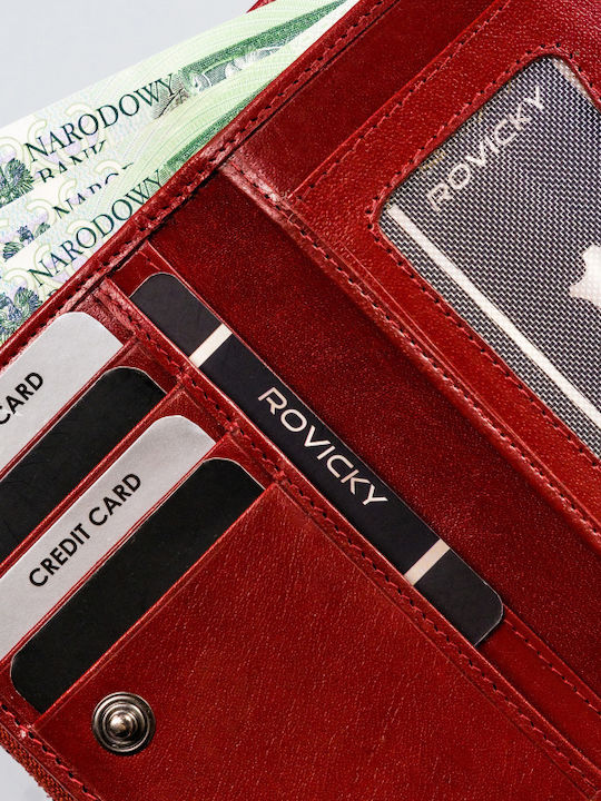 Μεγάλο Δερμάτινο Γυναικείο Πορτοφόλι με RFID Κόκκινο