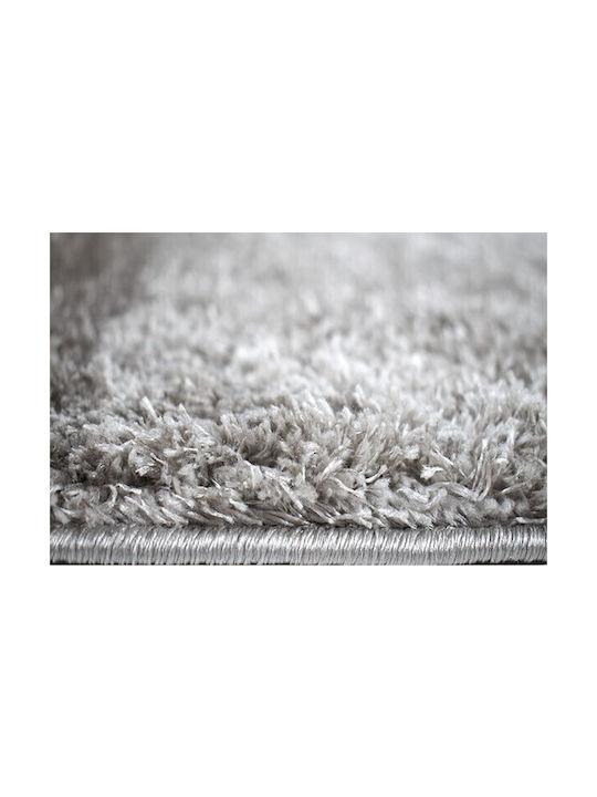 To megalo pazari Rug Round Shaggy Silk Grey