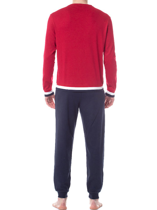 U.S. Polo Assn. Men's Winter Cotton Pajamas Set Red