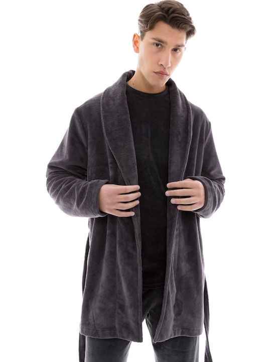 Ulisse Men's Winter Fleece Pajama Robe Gray