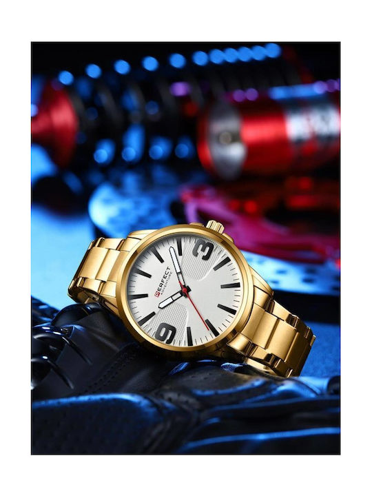 Perfect Uhr Batterie mit Gold Metallarmband