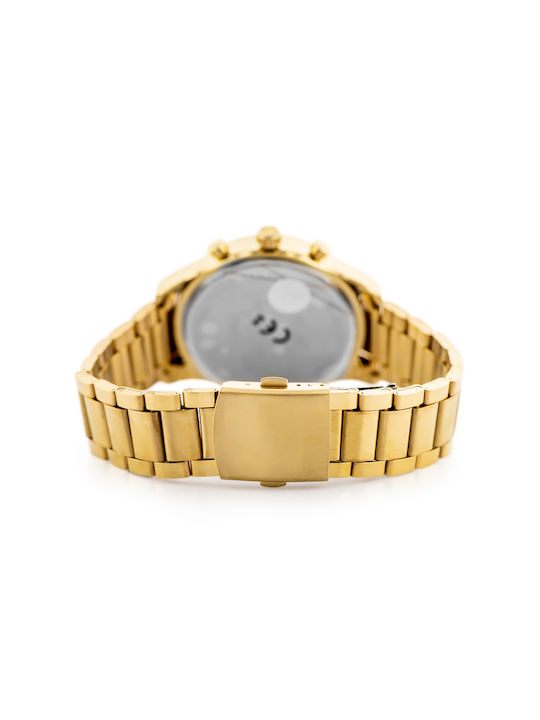 Perfect Herrenuhr 38mm Chronograph Batterie mit Gold Metallarmband