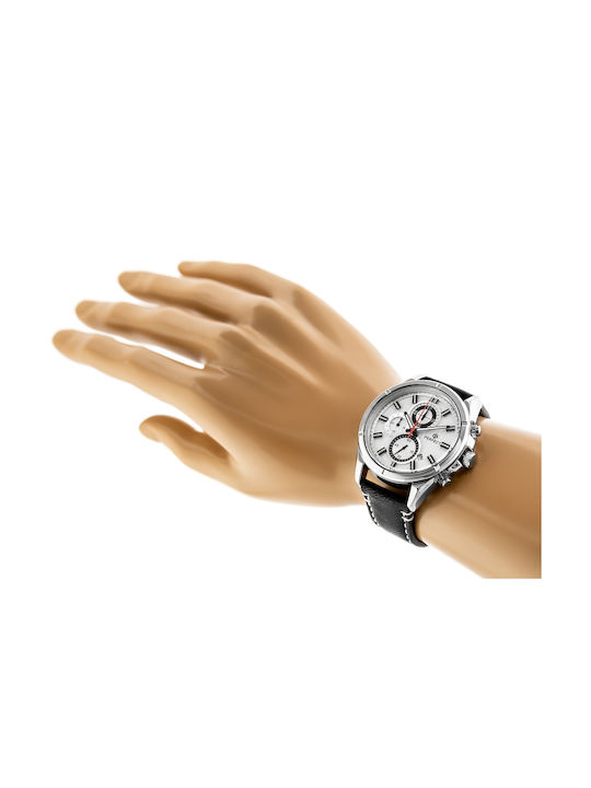 Perfect Ceas Bărbați 38mm Cronograf Baterie Cu Curea Din Piele Neagră
