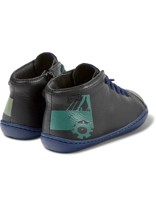 Peu Cami Kids Leather Boots with Lace Black