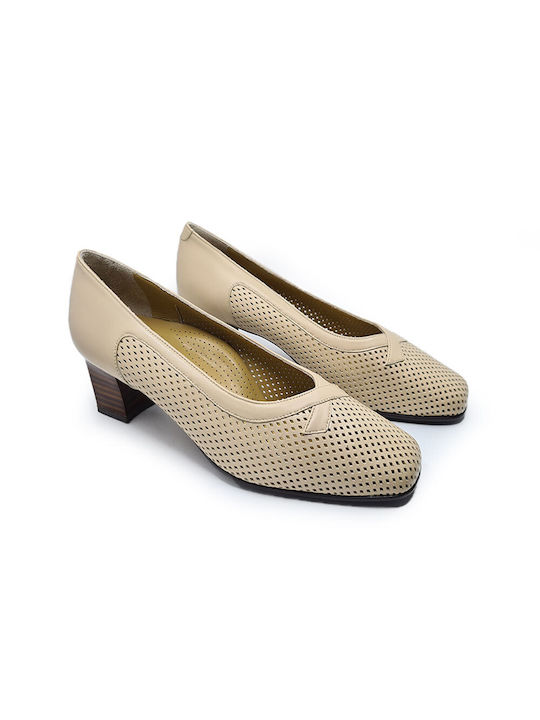 Anatomic Step Leder Pumps Beige