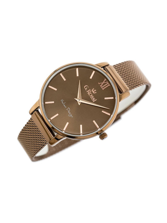 G.Rossi Watch Battery with Pink Gold Metal Bracelet