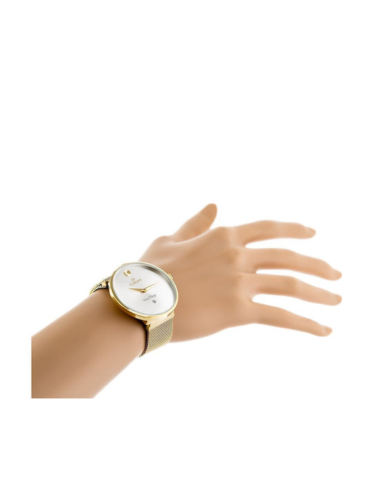 G.Rossi Herrenuhr 39mm Batterie mit Gold Metallarmband