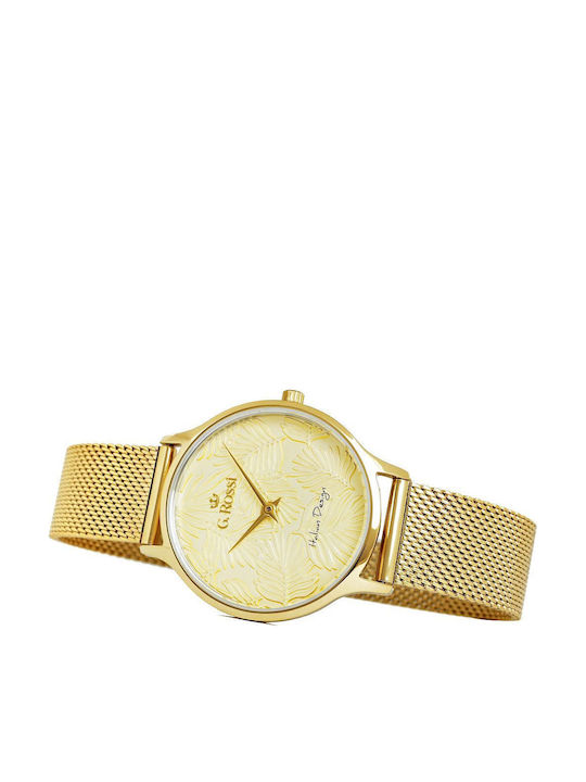 G.Rossi Men's Watch Battery with Gold Metal Bracelet