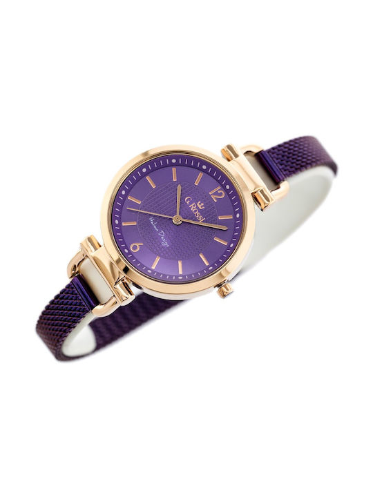 G.Rossi Watch Battery with Purple Metal Bracelet