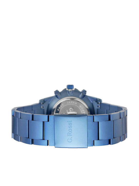 G.Rossi Herrenuhr Batterie mit Blau Metallarmband