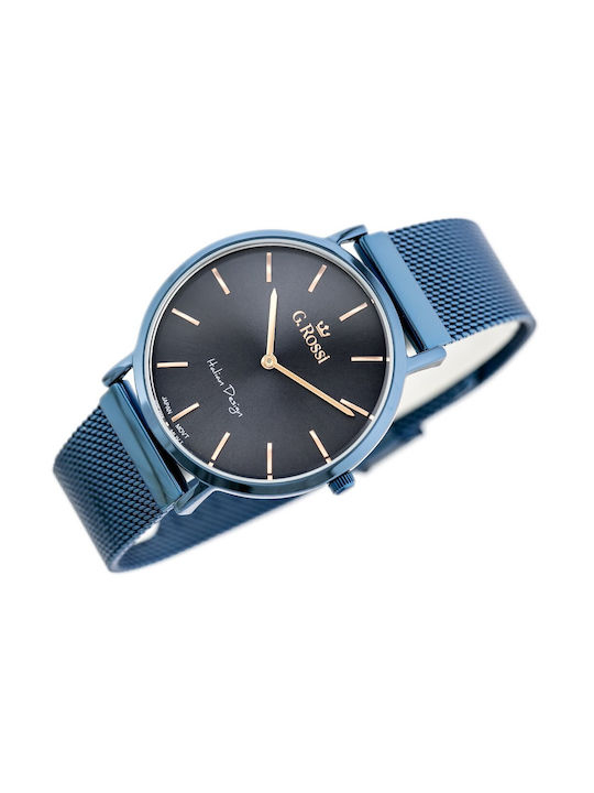 G.Rossi Uhr Batterie mit Blau Metallarmband