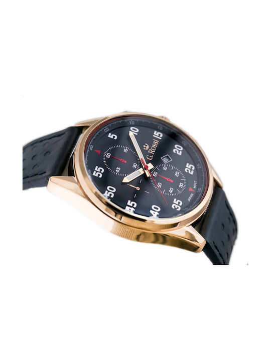 G.Rossi Uhr Batterie mit Schwarz Lederarmband