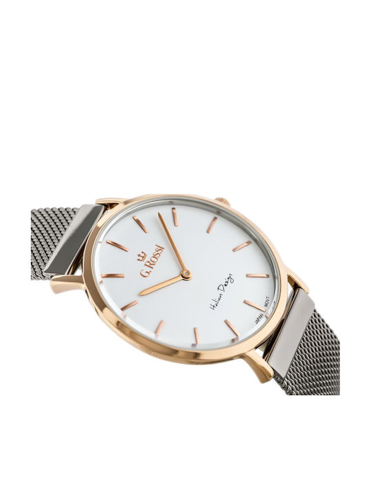 G.Rossi Men's Watch 36.5mm Battery with Gray / Gray Metal Bracelet