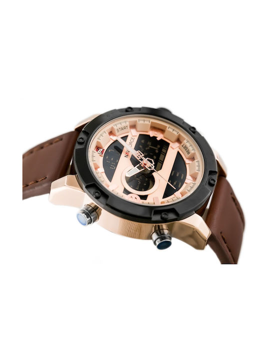 Naviforce Men's Watch 15mm Battery with Brown / Brown Leather Strap