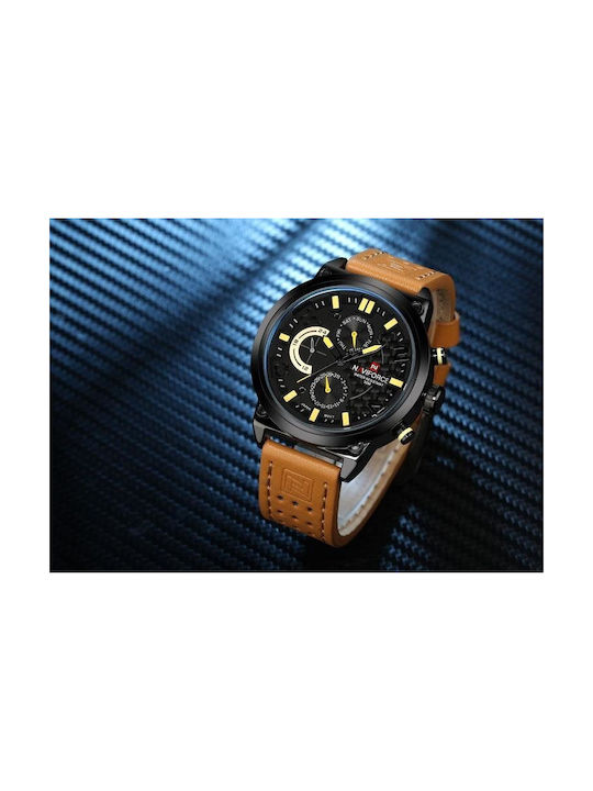 Naviforce Ceas Bărbați 39mm Baterie cu Curea Din Piele Maro / Maro