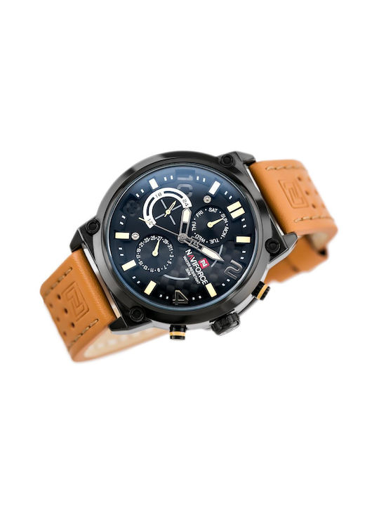 Naviforce Ceas Bărbați 39mm Baterie cu Curea Din Piele Maro / Maro