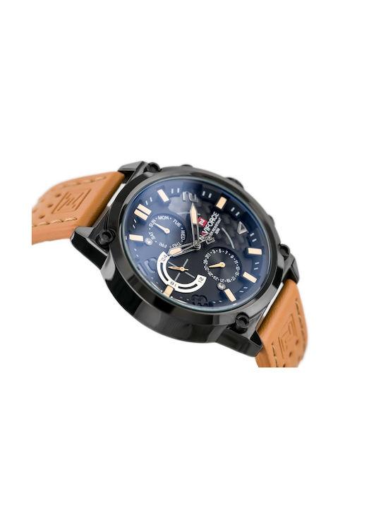 Naviforce Ceas Bărbați 39mm Baterie cu Curea Din Piele Maro / Maro