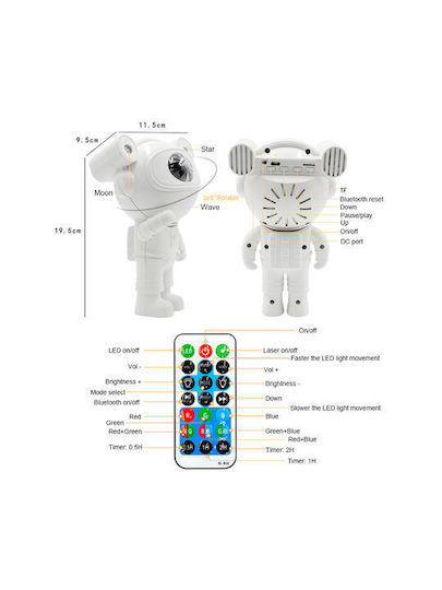 Andowl Led Περιστρεφόμενο Παιδικό Φωτιστικό Projector Astronaut με Προβολή Αστεριών Λευκό Andowl Led Περιστρεφόμενο Παιδικό Φωτιστικό Projector Astronaut με Προβολή Αστεριών Λευκό